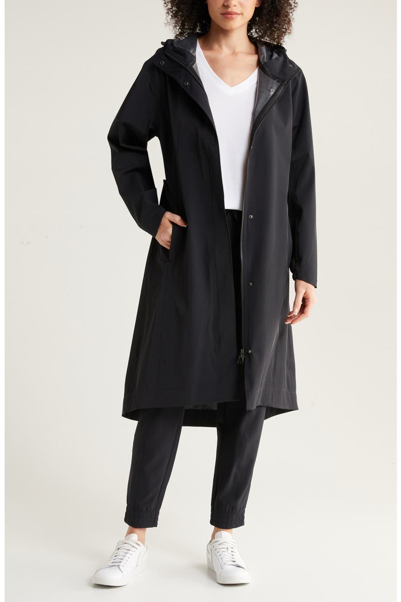 Journey Water Resistant Raincoat, Main, color, BLACK