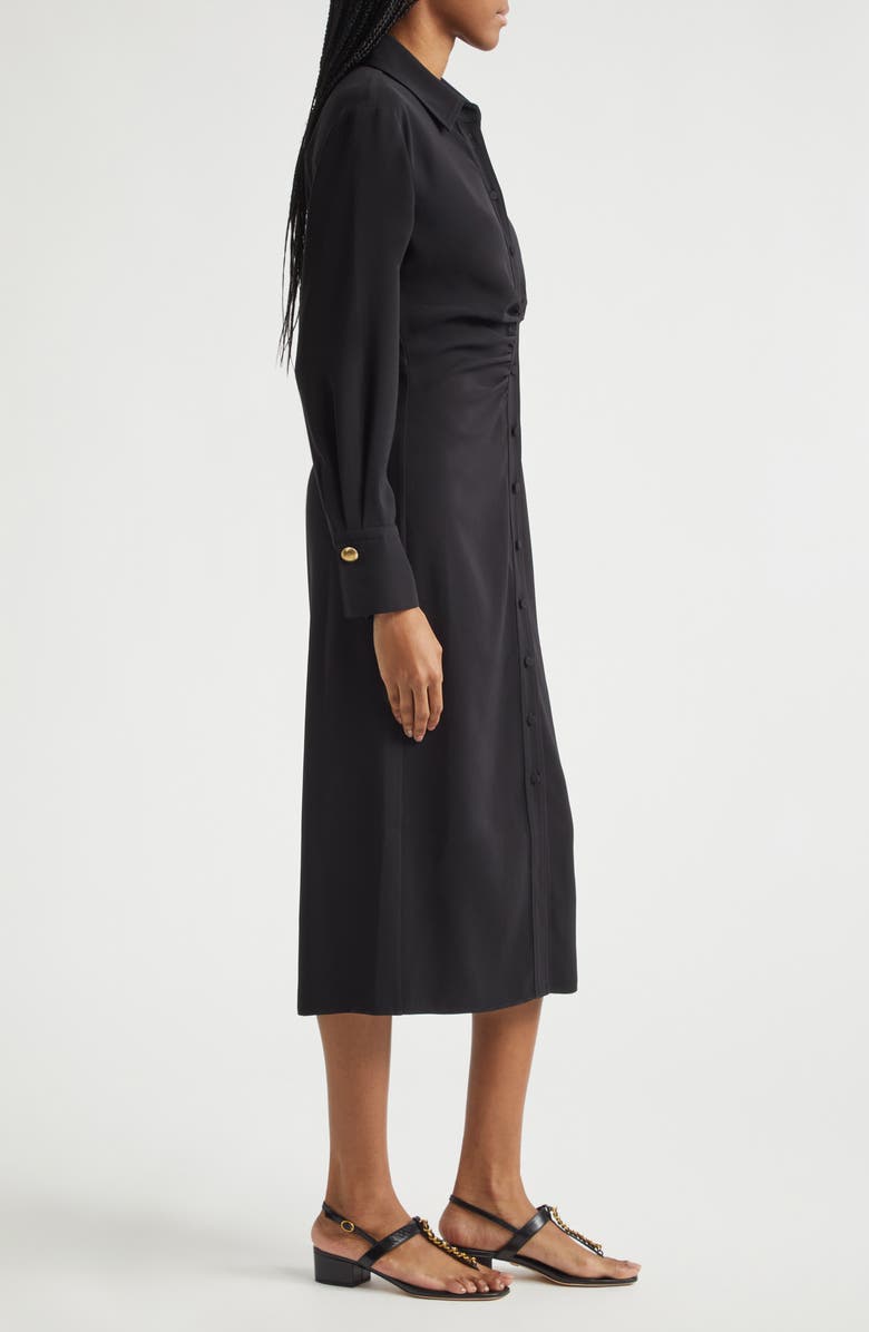 Veronica Beard Loxley Long Sleeve Midi Shirtdress, Alternate, color, Black