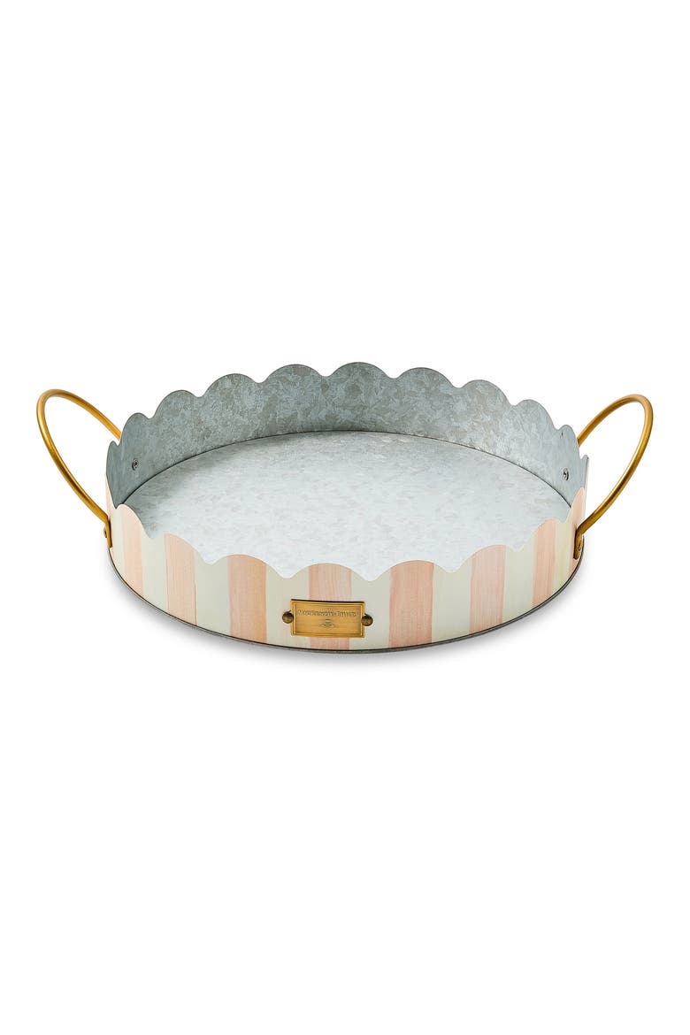 Rosy Stripe Set of 2 Serving Trays, Alternate, color, ROSY