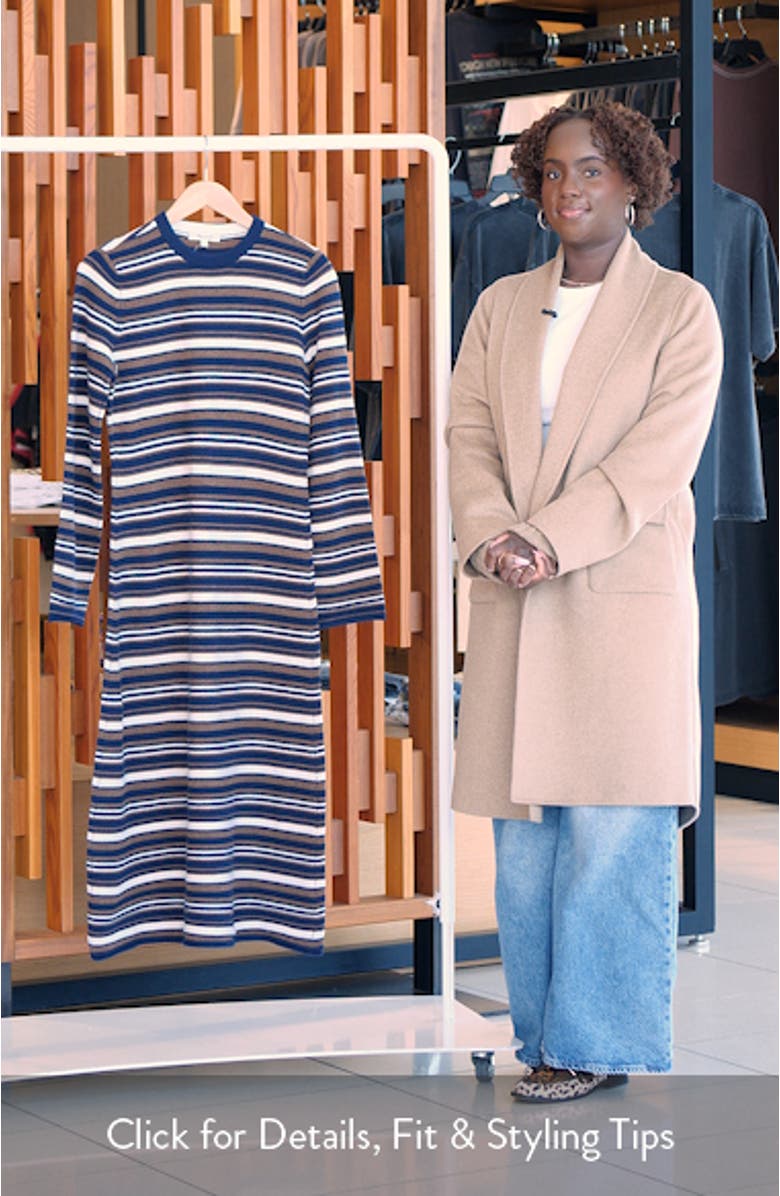 Crewneck Long Sleeve Merino Wool Sweater Maxi Dress, sales video thumbnail