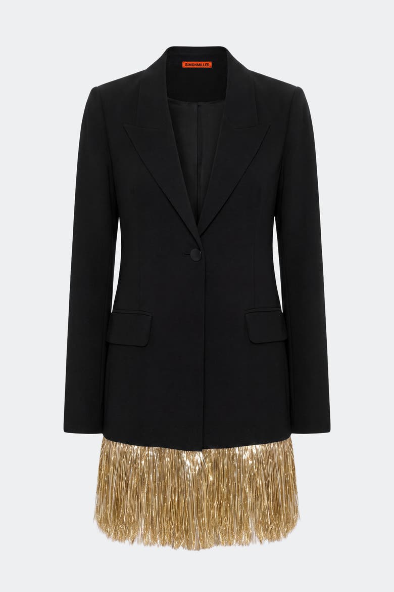 Odette Crepe Fringe Blazer, Alternate, color, Black