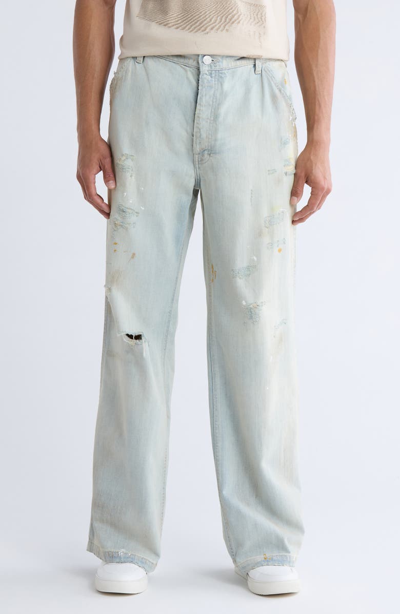 FRAME Skater Distressed Wide Leg Jeans, Main, color,