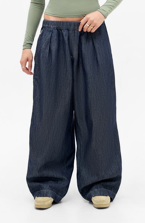 Bobbi Pleated Raw Denim Pants