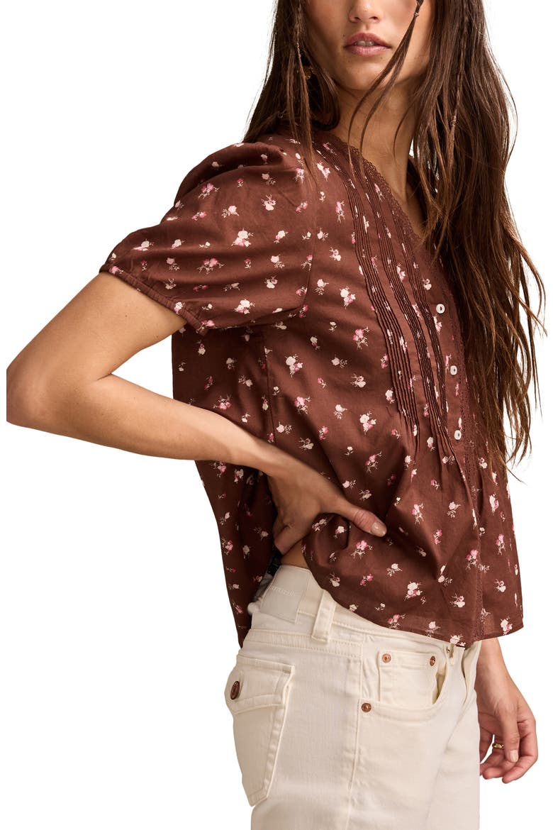 Pintuck Top, Alternate, color, BROWN FLORAL