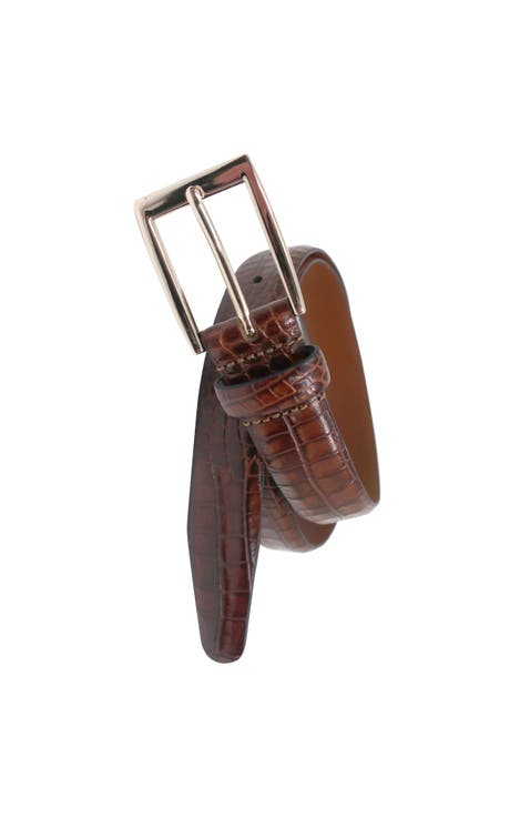 Crocodile Embossed Leather Belt