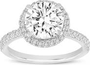 LuvMyJewelry Ravina 14K White Gold Round Cut Lab Grown Diamond Halo Engagement Ring - 2.95 Ct