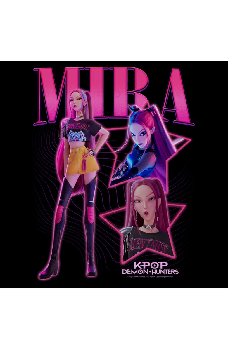 KPop Demon Hunters Men's KPop Demon Hunters Mira Super Star Logo Pull Over Hoodie, Alternate, color, Black