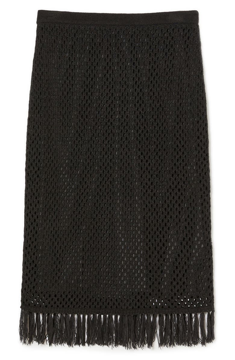Marina Rinaldi Alca Open Stitch Midi Sweater Skirt, Alternate, color, Black
