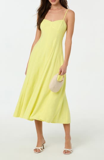 Astr The Label Linen Blend Midi Dress In Yellow