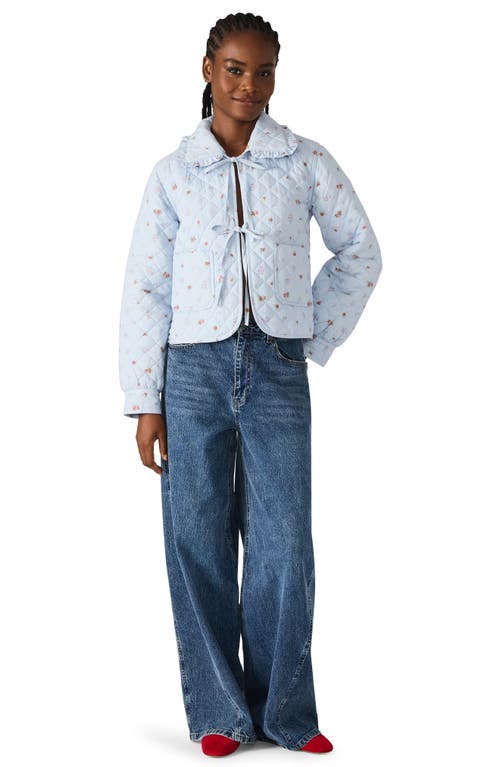 Steve Madden Nellie Floral Quilted Cotton Blend Jacket In Blue