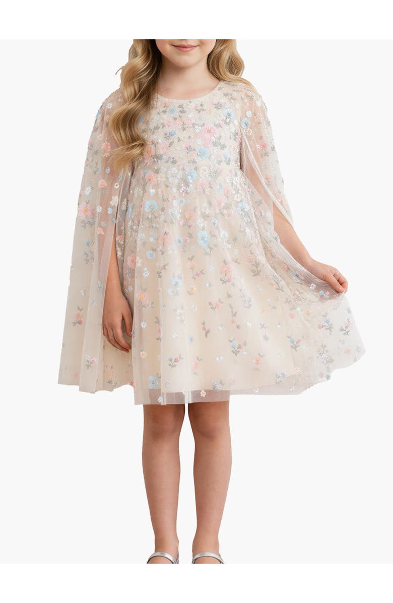 Needle & Thread Dahlia Ditsy Cape Kids Dress, Main, color, Cream/Multi