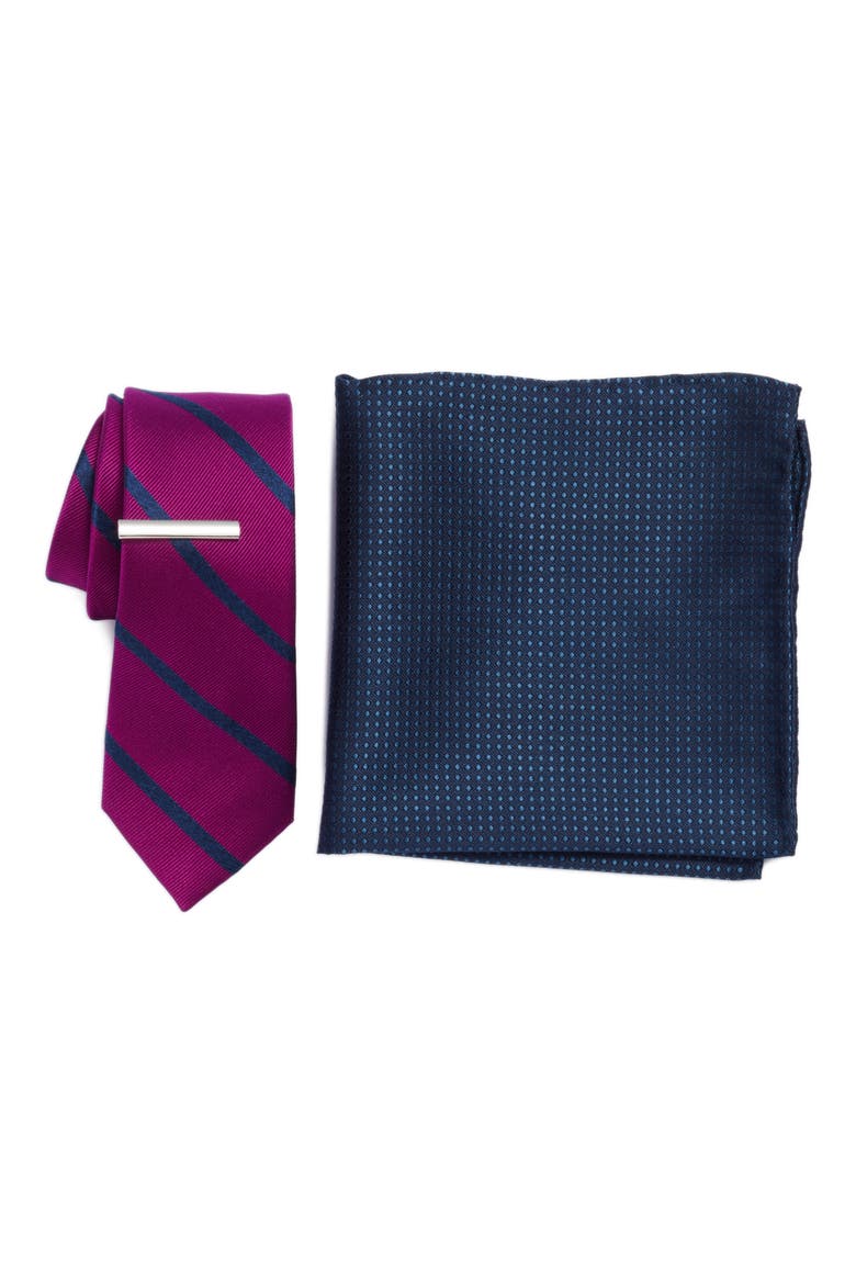 Wheelhouse Stripe 3-Piece Skinny Tie Style Box, Main, color, AZALEA