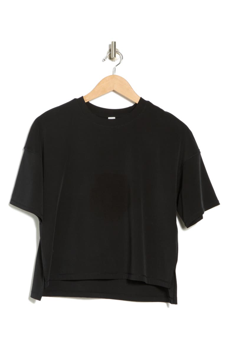 YOGALICIOUS Slinky Rib High Low Boxy Tee, Alternate, color, Black