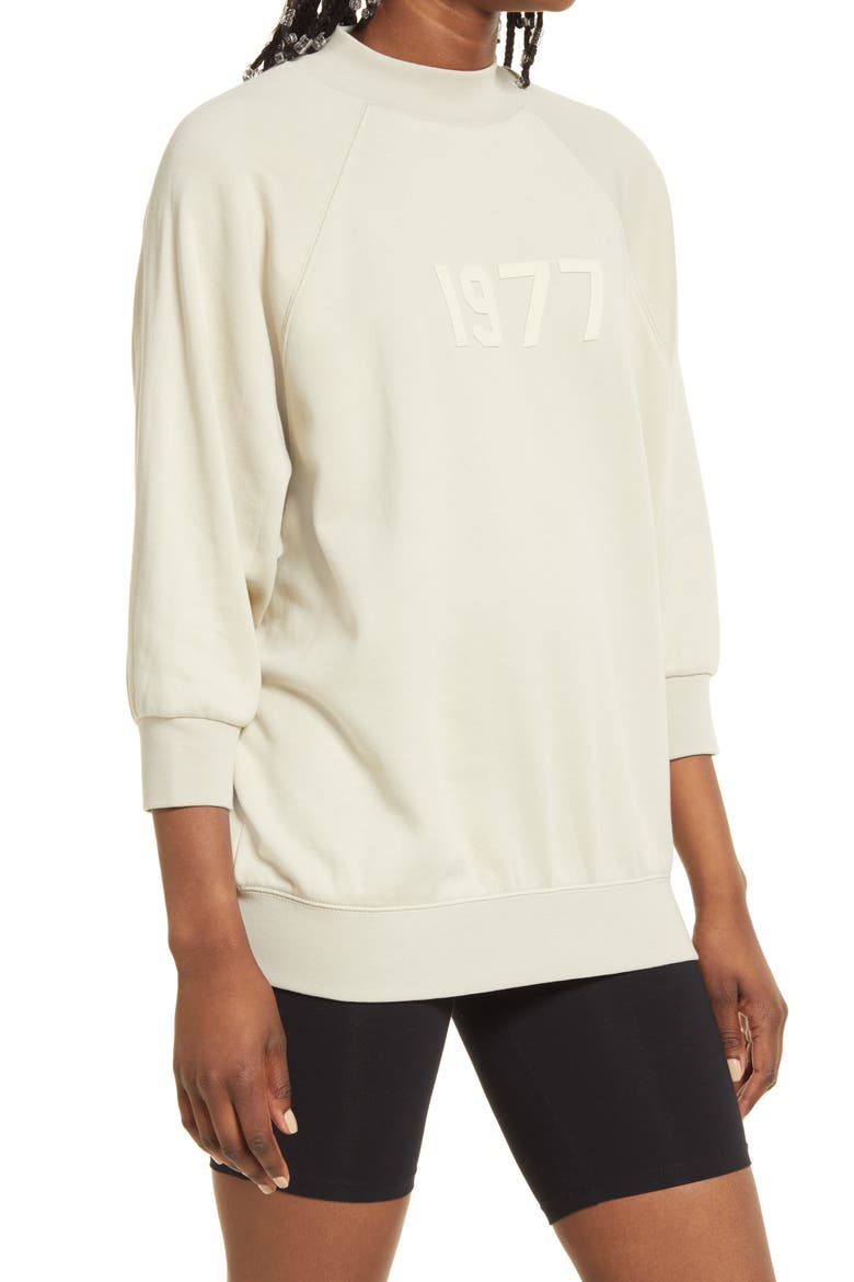 Mock Neck French Terry Pullover, Alternate, color, WHEAT