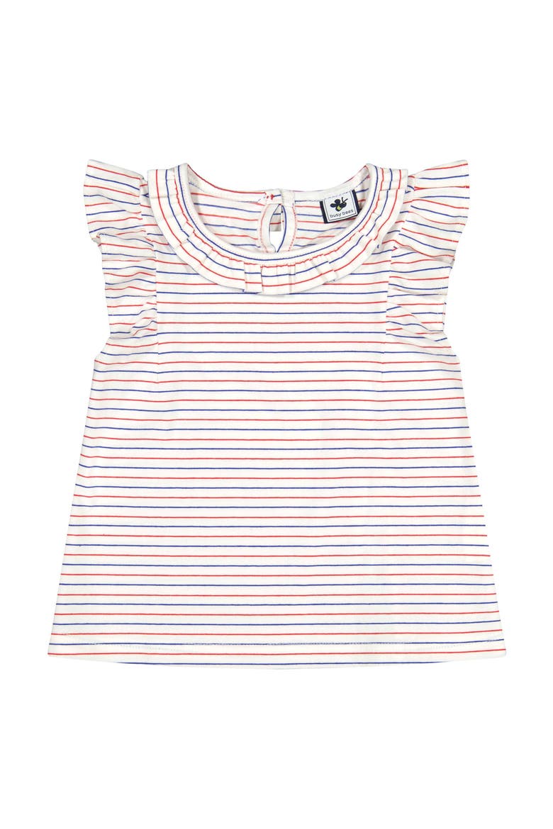 Colette Flutter Sleeve Top Red White Blue Stripe, Main, color, Red White Blue Stripe