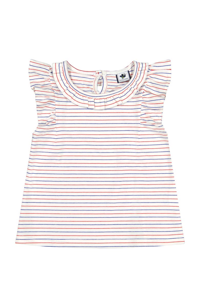 Busy Bees Colette Flutter Sleeve Top Red White Blue Stripe, Main, color, Red White Blue Stripe