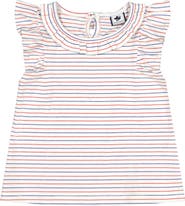 Busy Bees Colette Flutter Sleeve Top Red White Blue Stripe