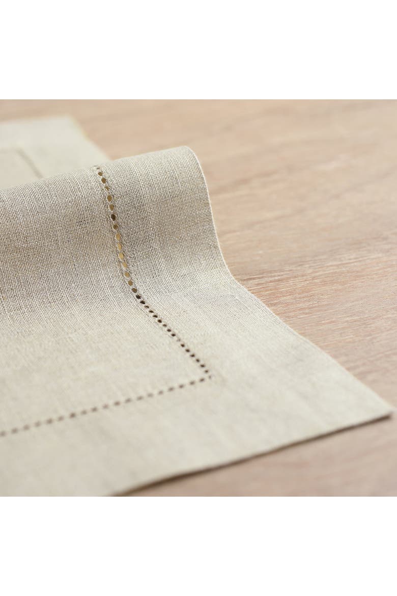 Linen Dinner Napkins Set of 4, 20 x 20" - Classic Hemstitch, Alternate, color, Natural
