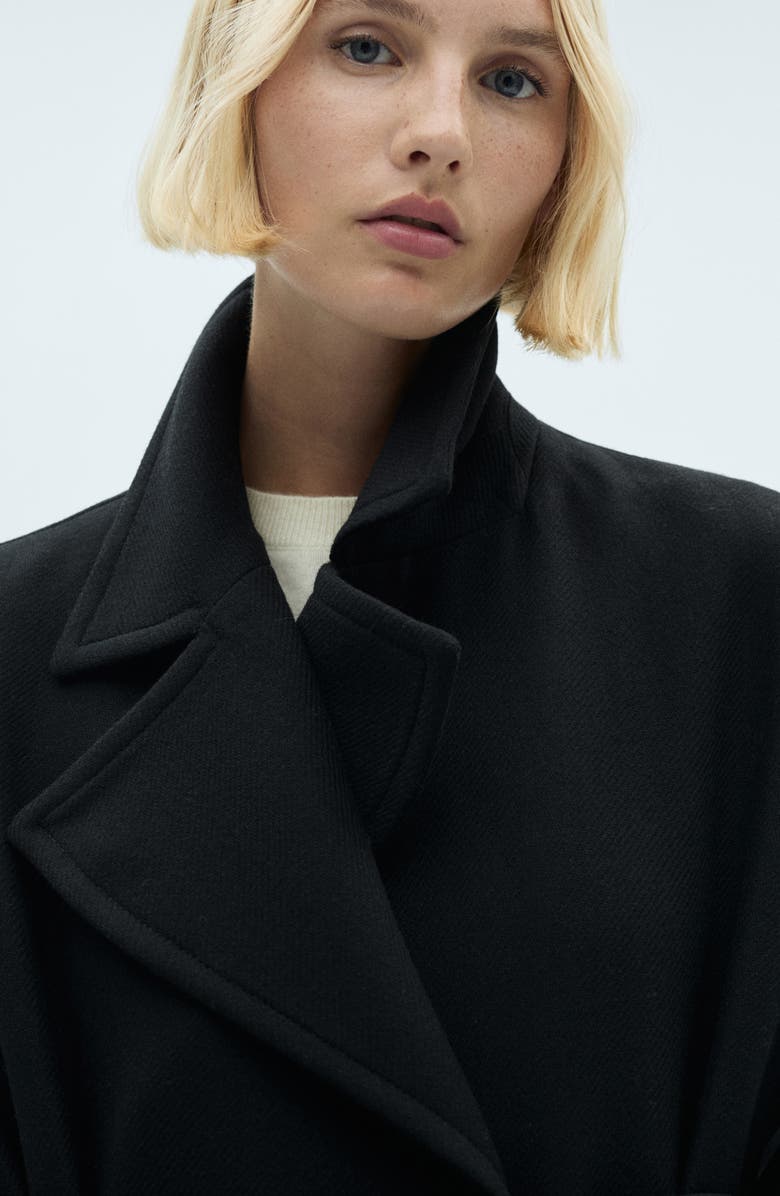 MANGO Traviata Tie Belt Wool Blend Coat, Alternate, color,