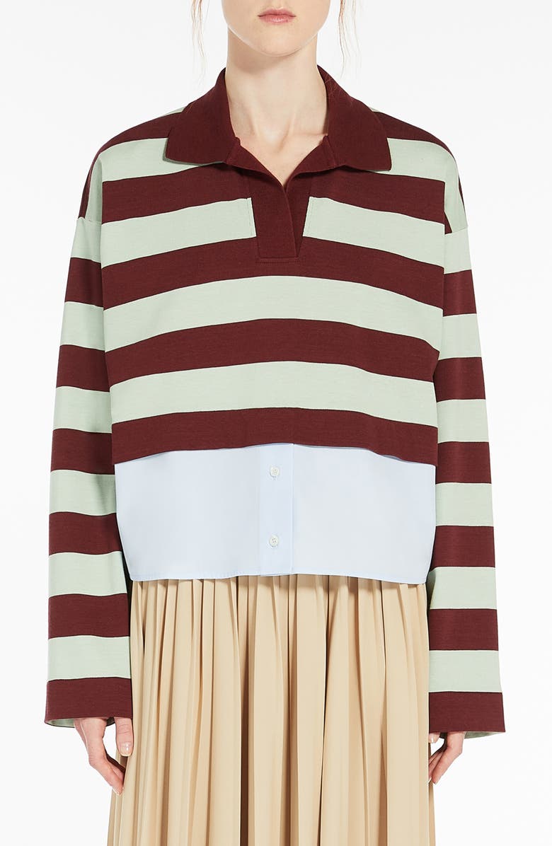 Weekend Max Mara Halle Stripe Mixed Media Top, Main, color, Sage Green