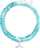Emma Rae Women's Gemstone & Sterling Silver "Whale Tail" Double-Wrap Bracelet