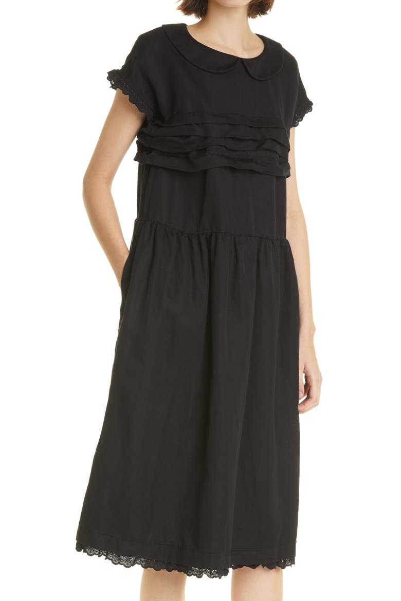 Tricot Comme des Garçons Cotton & Linen Dress, Alternate, color, BLACK