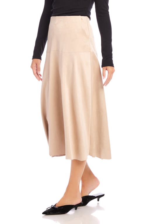 Fifteen Twenty Blythe Faux Suede Midi Skirt In Almond In Neutral