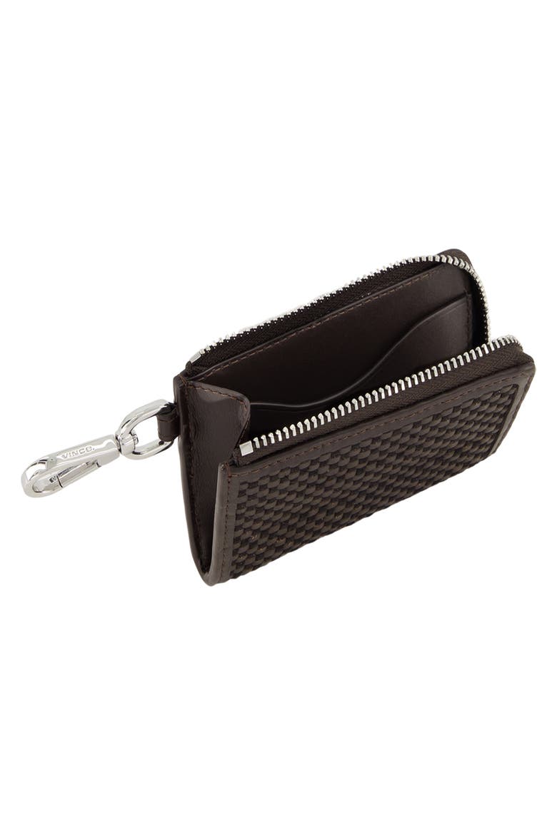 Woven Zip Card Case, Alternate, color, CACAO/ BLACK