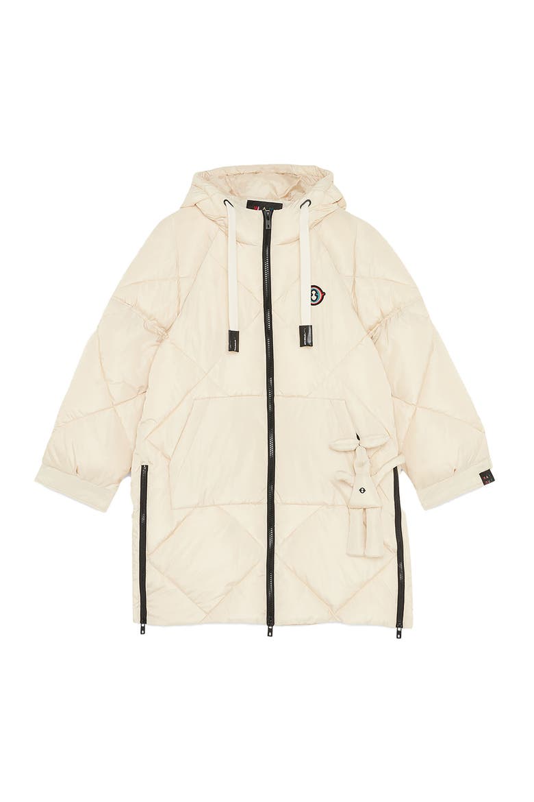 Midi Quilted Puffer Jacket, Alternate, color, Ecru