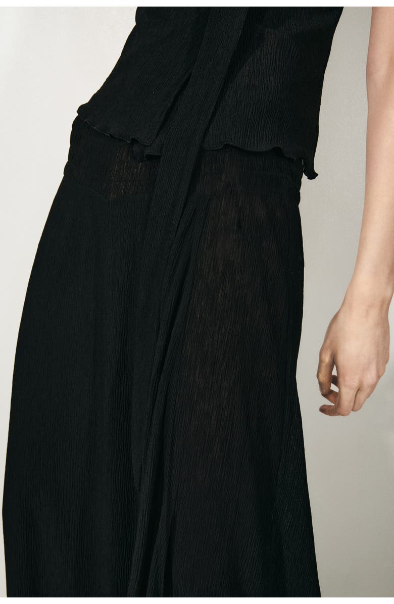 H&M Crinkled Wrapover Trousers, Alternate, color, Black