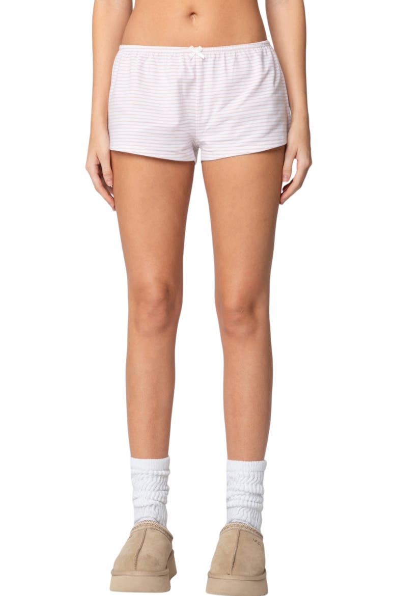 Astor Stripe Stretch Cotton Shorts, Main, color, WHITE-AND-PINK