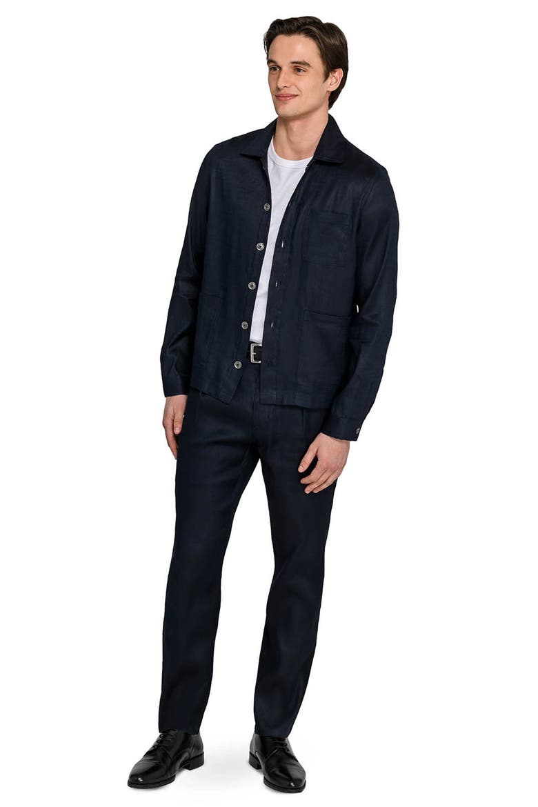 Linen Blend Shirt Jacket, Alternate, color, NAVY