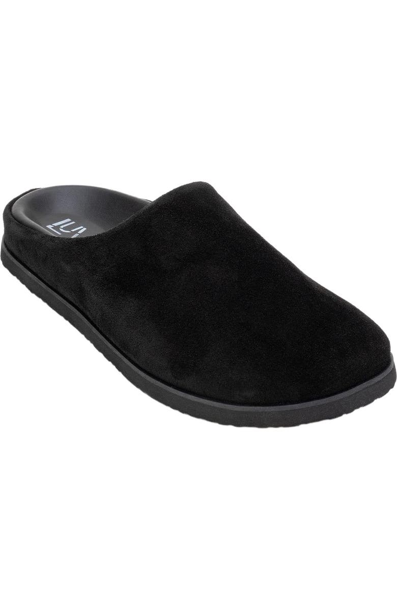 Forever & Always Shoes Space Suede Leather Slide Sandal, Main, color, Black Leather