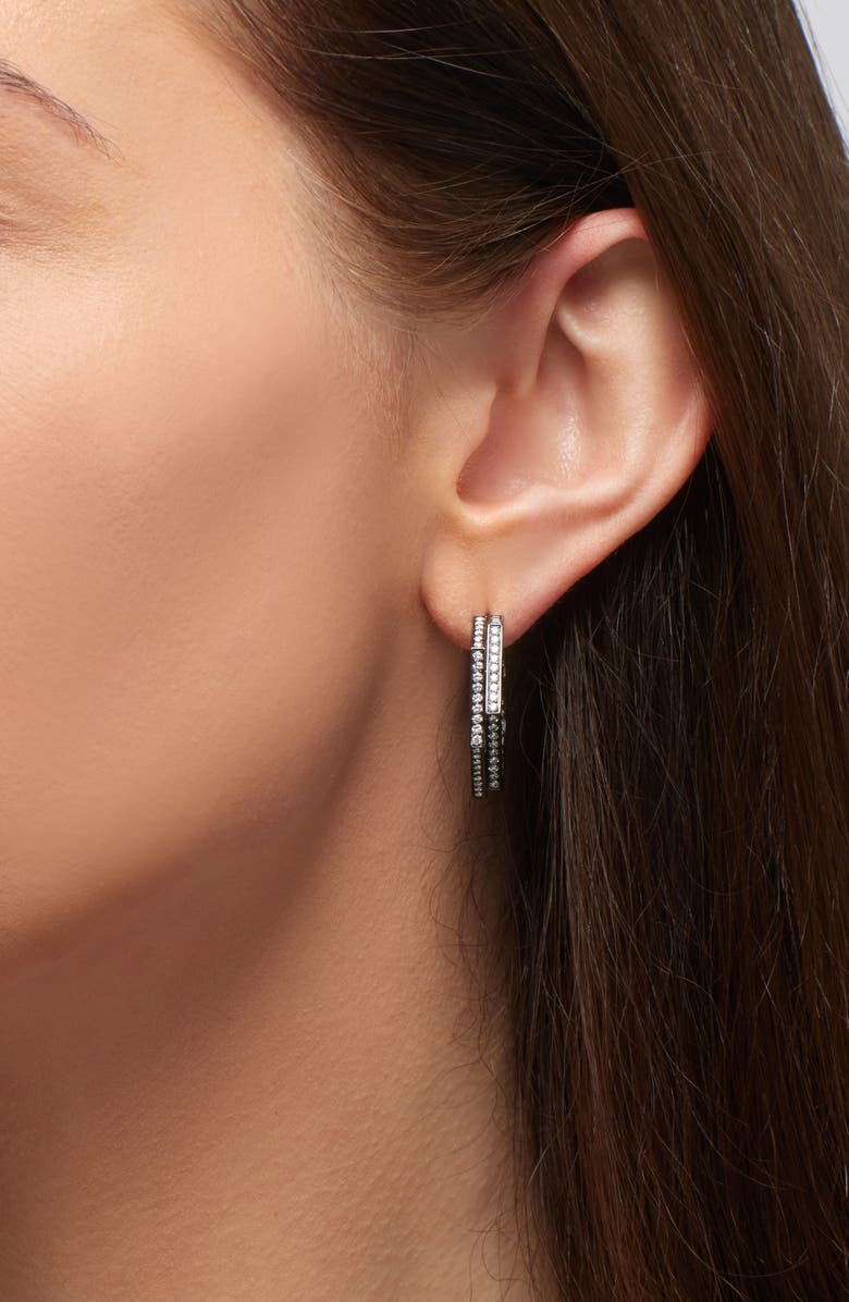 REPOSSI Antifer 2-Row Diamond Pavé Huggie Hoop Earring, Alternate, color, Black Gold