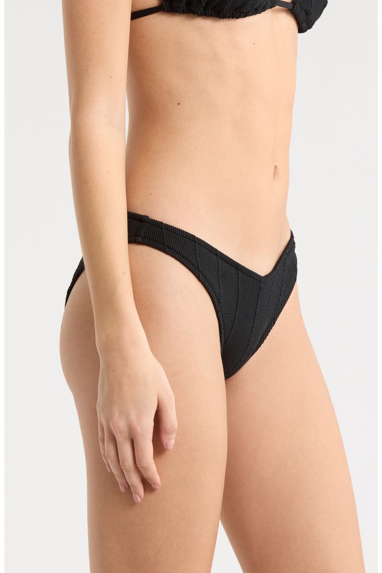 Vibe Surf High Cut Bikini Bottoms, Alternate, color, BLACK