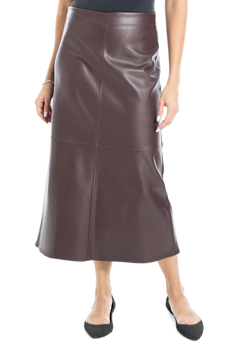 Faux Leather A-Line Skirt, Main, color, WINE