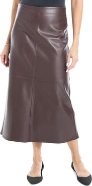 MAX STUDIO Faux Leather A-Line Skirt