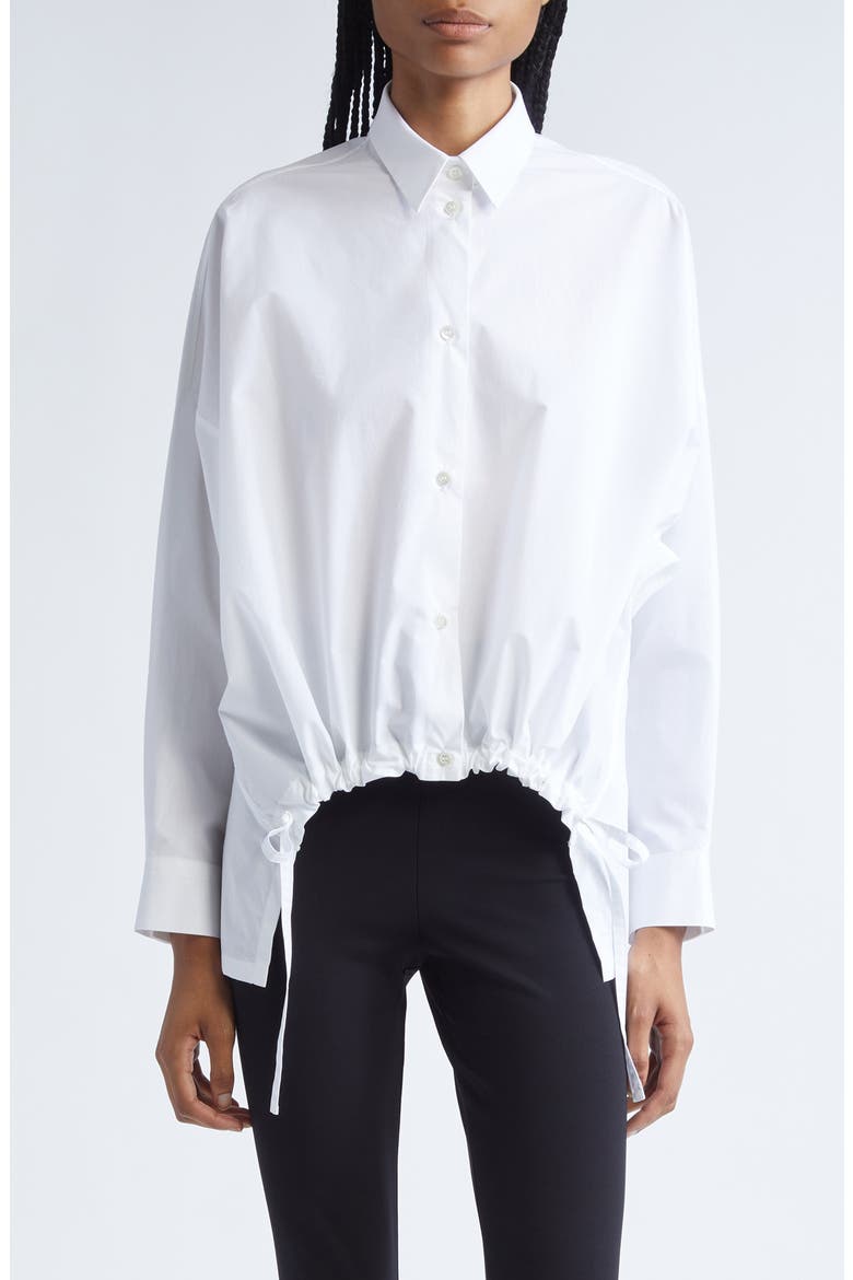 Oversize Cotton Poplin Button-Up Shirt, Main, color, WHITE
