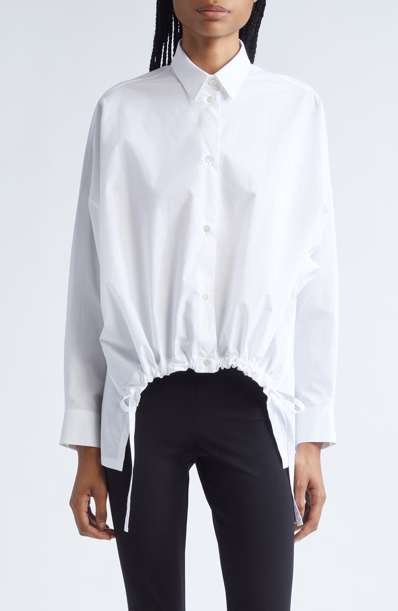 Emporio Armani Oversize Cotton Poplin Button-Up Shirt, Main, color, White