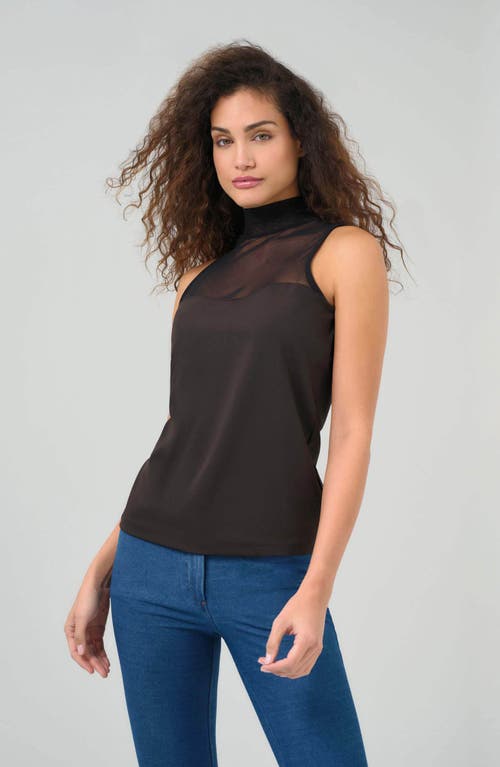 Anatomie Ellen Sleeveless Mesh Mockneck Top In Black