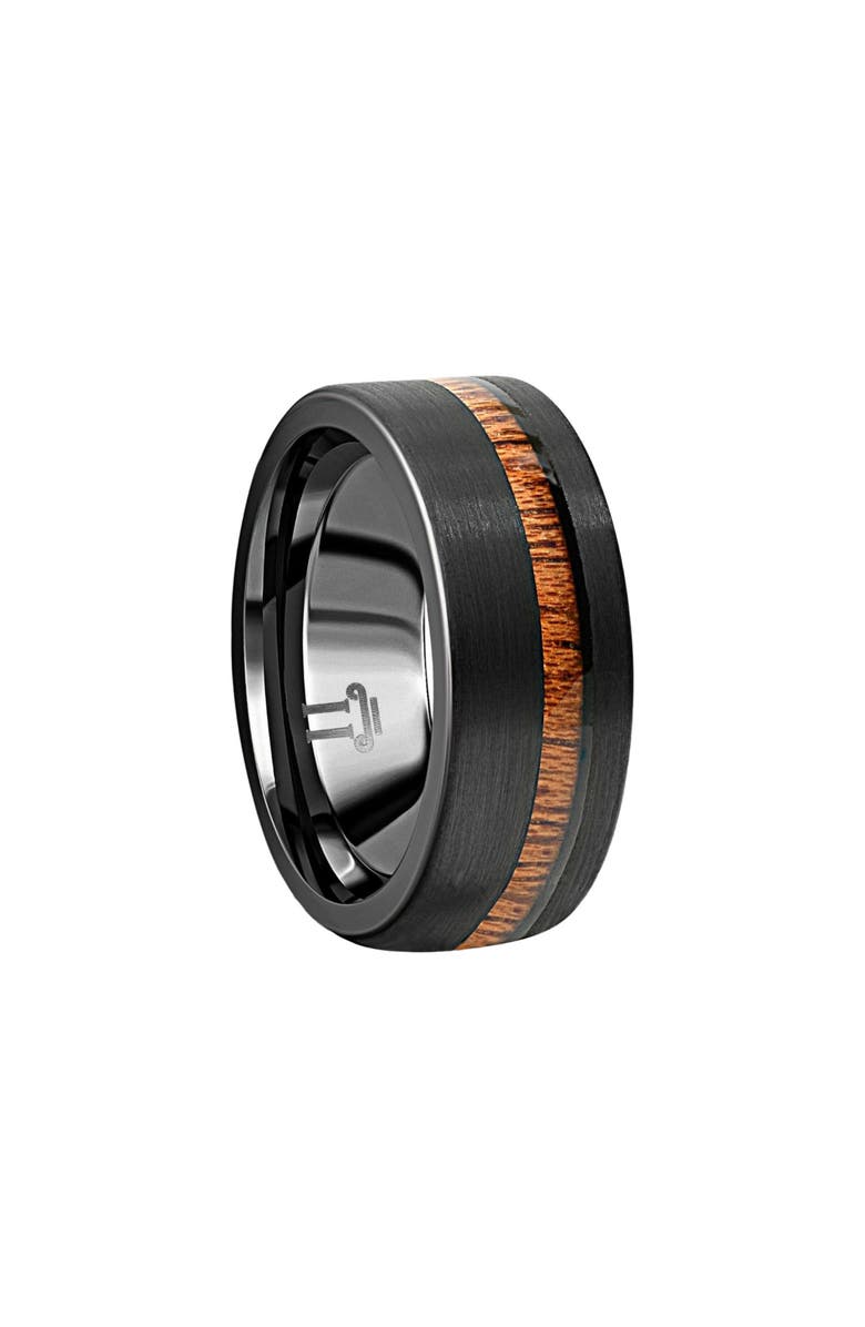 Bliss Diamond Men's Brushed Tungsten & Genuine Wood 8mm Ring Wedding Band, Alternate, color, 
