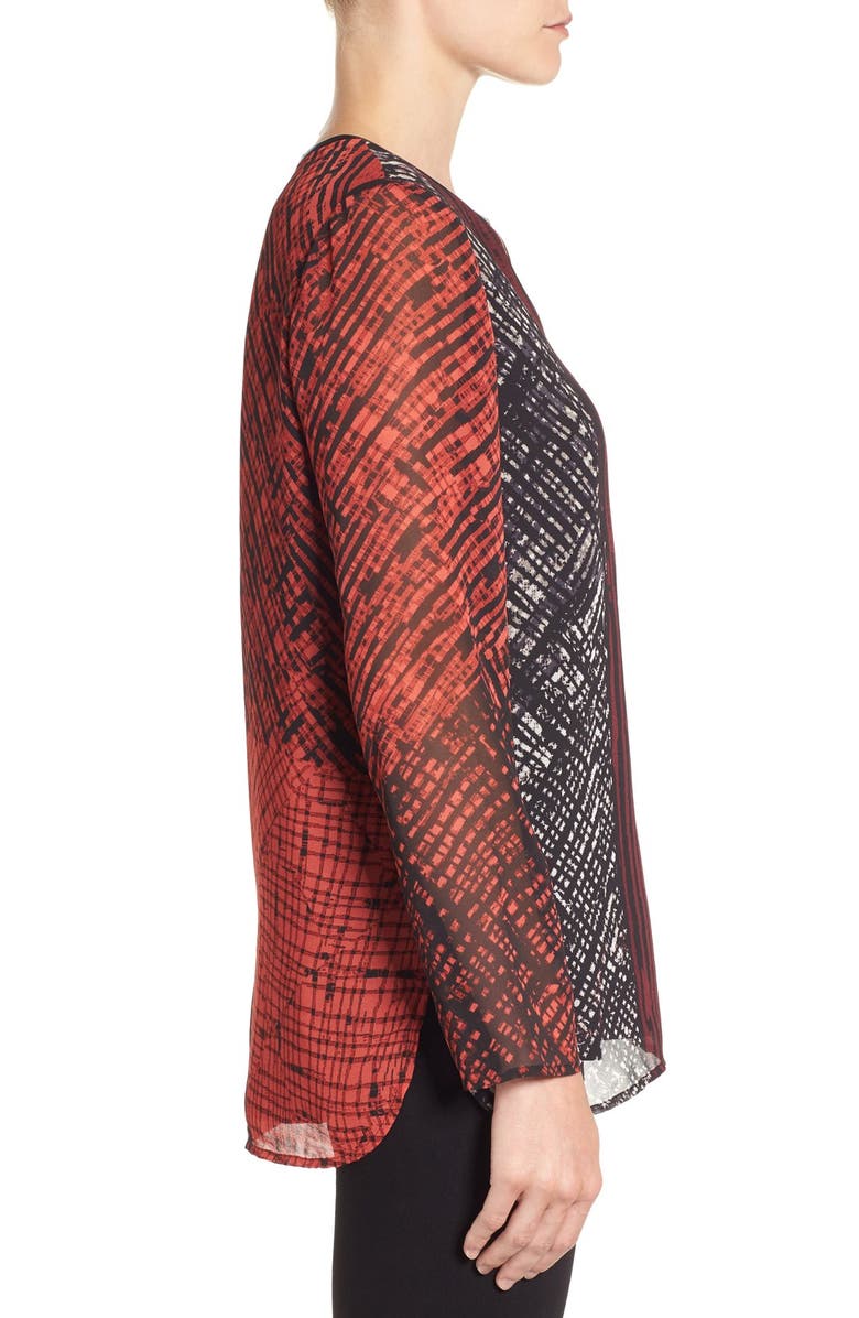 NIC+ZOE 'Making Marks' Print Split Neck Blouse, Alternate, color, 