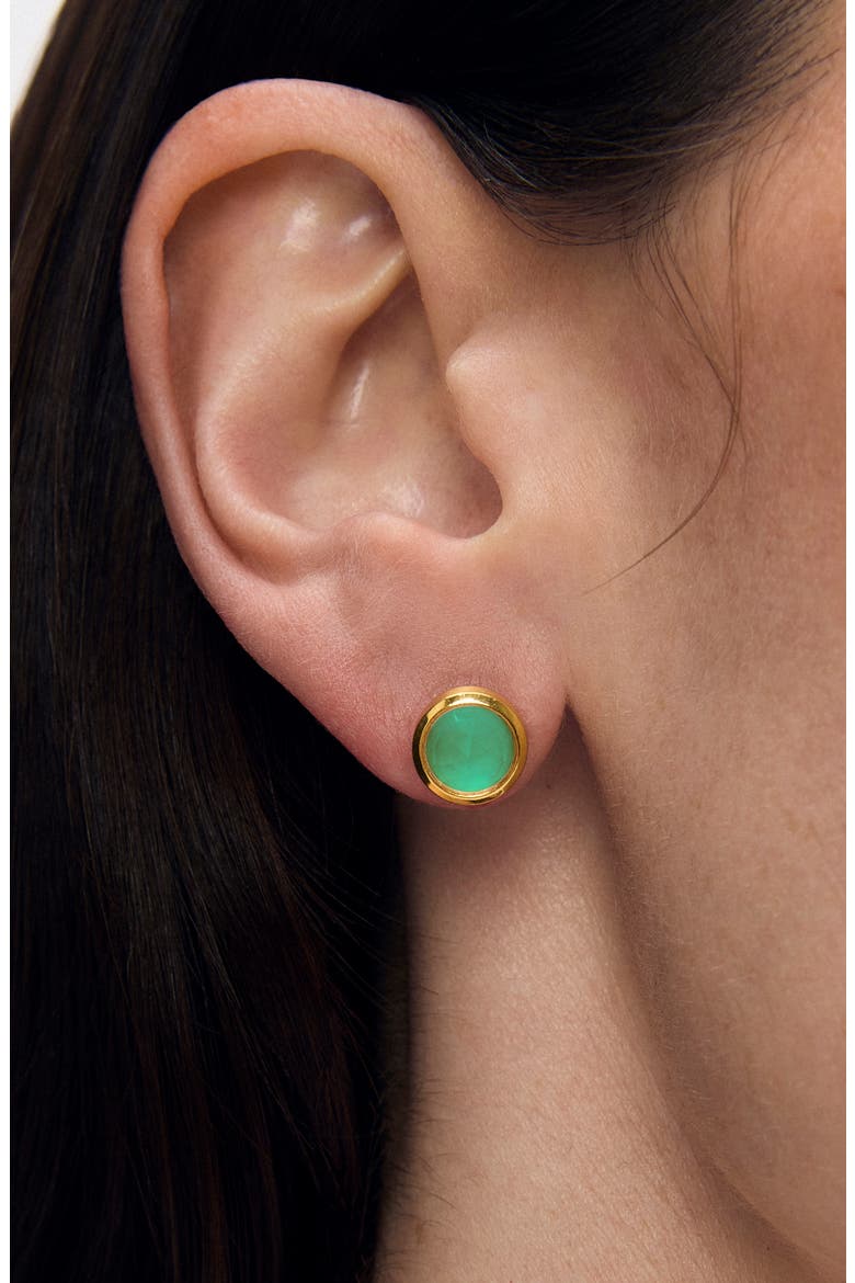 Signature Midi Stud Earrings, Alternate, color, BANYAN GREEN
