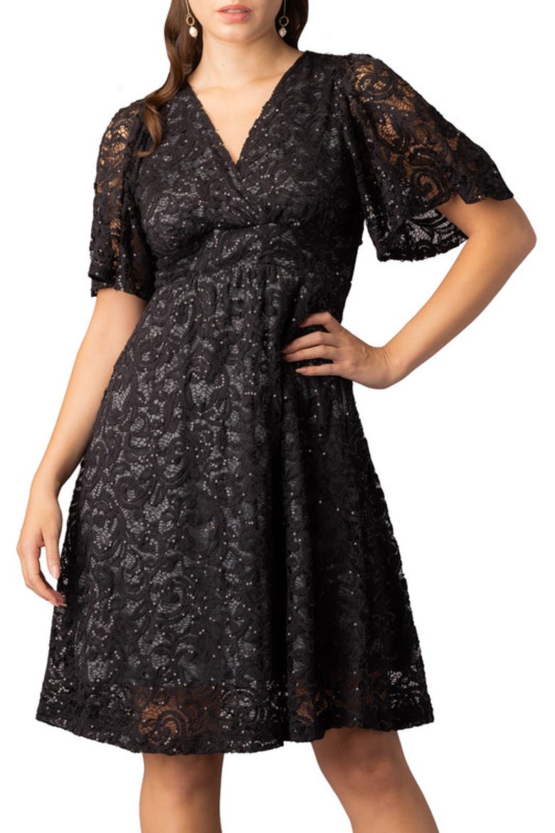 Starry Sequin Lace Cocktail Dress, Alternate, color, Storm Grey