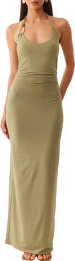 SNDYS Ash Hardware Detail Halter Maxi Dress