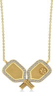 ALLUREZ Diamond Large Dual Pickleball Paddle Pendant Necklace 14K