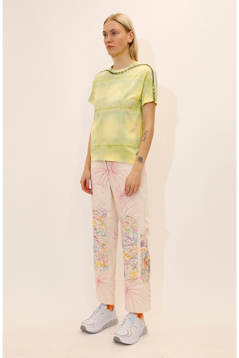 Sporty Spice Embellished Mixed Print T-Shirt, Alternate, color, LIME GRID