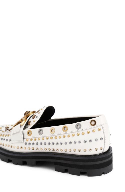 Kurt Geiger London Mansion Stud Platform Loafer In White