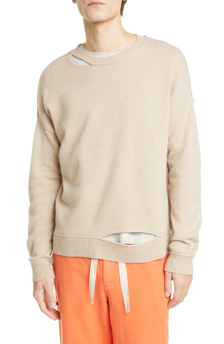 Eileen Fisher Distressed Recycled Cashmere Blend Sweater, Alternate, color, 