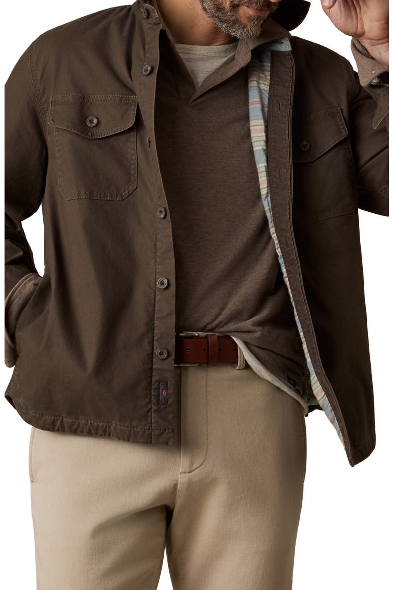 CPO Blanket Lined Cotton Canvas Button-Up Shirt Jacket, Main, color, COAST BROWN